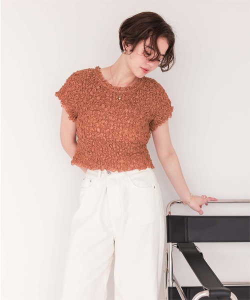 titivate(ティティベイト)の「ポコポコシャーリングシアートップス(Tシャツ/カットソー・レディース・ブラウン/ネイビー/アイボリー/ブラック・FREE)」の20枚目の写真