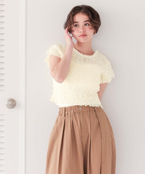 titivate(ティティベイト)の「ポコポコシャーリングシアートップス(Tシャツ/カットソー・レディース・ブラウン/ネイビー/アイボリー/ブラック・FREE)」の10枚目の写真