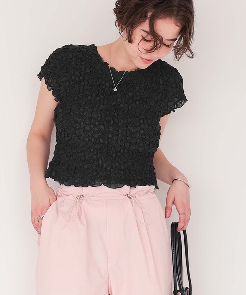 titivate(ティティベイト)の「ポコポコシャーリングシアートップス(Tシャツ/カットソー・レディース・ブラウン/ネイビー/アイボリー/ブラック・FREE)」の15枚目の写真