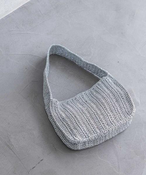 A part by（アパートバイ）の「メタリックニットバッグ（ハンドバッグ・レディース・Silver/ライトピンク/ブラウン・FREE）」の3枚目の写真