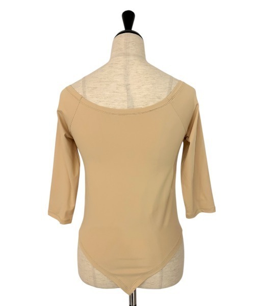 HONEY MI HONEY（ハニーミーハニー）の「jersey logo boat neck tops（Tシャツ/カットソー・レディース・ベージュ/ホワイト/ブラック・FREE）」の6枚目の写真