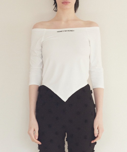 jersey logo boat neck tops 【公式通販】