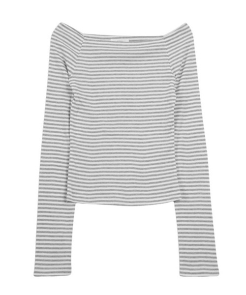Lace Ladies(レースレディース)の「オフショルダー ラグラン ボーダー 長袖 カットソー(Tシャツ/カットソー・レディース・ブラック/グレー・FREE)」の11枚目の写真