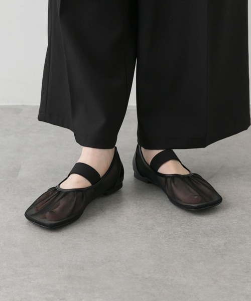 セール】オブリークトゥメッシュフラットシューズ（パンプス）｜SENSE