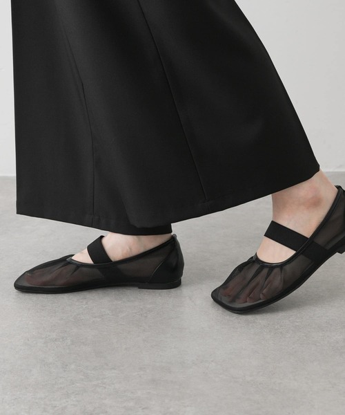 SENSE OF PLACE by URBAN RESEARCH（センスオブプレイスバイアーバンリサーチ）の「オブリークトゥメッシュフラットシューズ（パンプス・レディース・ブラック/ベージュ・SMALL/LARGE/MEDIUM）」の4枚目の写真