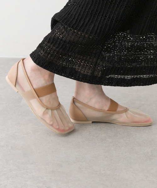 SENSE OF PLACE by URBAN RESEARCH（センスオブプレイスバイアーバンリサーチ）の「オブリークトゥメッシュフラットシューズ（パンプス・レディース・ブラック/ベージュ・SMALL/LARGE/MEDIUM）」の8枚目の写真