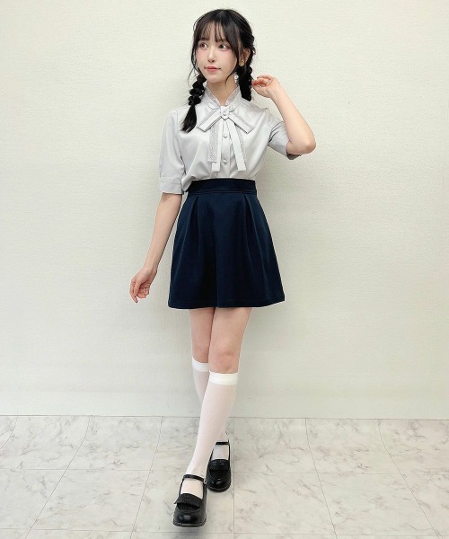 F i.n.t（フィント）の「レースレイヤードボウタイ5分袖ブラウス/ fint　フィント（シャツ/ブラウス・レディース・ブルーグレー/オフホワイト/クリーム・FREE）」の11枚目の写真