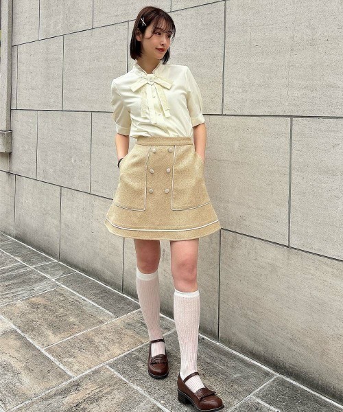 F i.n.t（フィント）の「レースレイヤードボウタイ5分袖ブラウス/ fint　フィント（シャツ/ブラウス・レディース・ブルーグレー/オフホワイト/クリーム・FREE）」の13枚目の写真