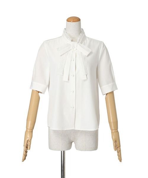 F i.n.t（フィント）の「レースレイヤードボウタイ5分袖ブラウス/ fint　フィント（シャツ/ブラウス・レディース・ブルーグレー/オフホワイト/クリーム・FREE）」の17枚目の写真