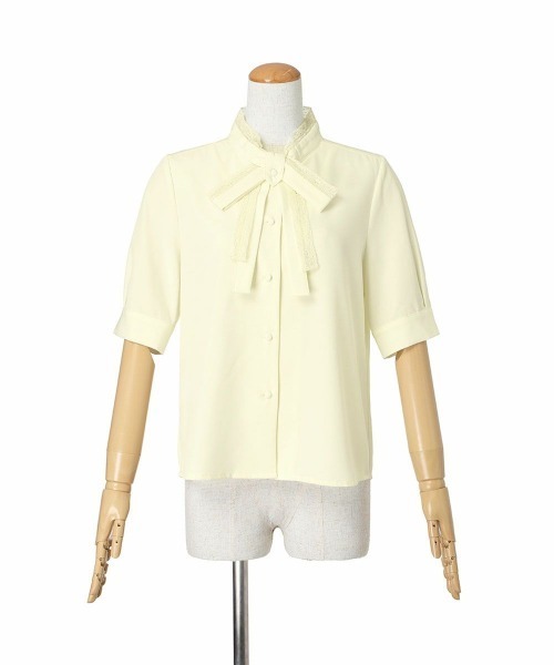 F i.n.t（フィント）の「レースレイヤードボウタイ5分袖ブラウス/ fint　フィント（シャツ/ブラウス・レディース・ブルーグレー/オフホワイト/クリーム・FREE）」の18枚目の写真