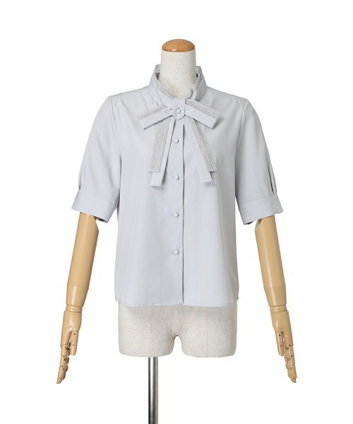 F i.n.t（フィント）の「レースレイヤードボウタイ5分袖ブラウス/ fint　フィント（シャツ/ブラウス・レディース・ブルーグレー/オフホワイト/クリーム・FREE）」の19枚目の写真