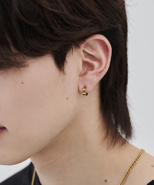 peau フープピアス セール】【 金属アレルギー対応 】ラインフープピアス