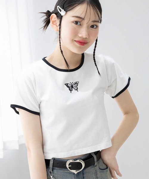 repipi armario（レピピ アルマリオ）の「【吸水速乾】バタフライチビＴシャツ（Tシャツ/カットソー・キッズ・ブラック/ホワイト/ピンク・SMALL/LARGE/MEDIUM）」の2枚目の写真