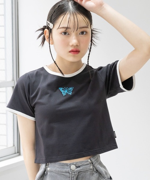 repipi armario（レピピ アルマリオ）の「【吸水速乾】バタフライチビＴシャツ（Tシャツ/カットソー・キッズ・ブラック/ホワイト/ピンク・SMALL/LARGE/MEDIUM）」の3枚目の写真