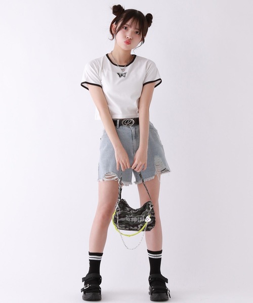 repipi armario（レピピ アルマリオ）の「【吸水速乾】バタフライチビＴシャツ（Tシャツ/カットソー・キッズ・ブラック/ホワイト/ピンク・SMALL/LARGE/MEDIUM）」の4枚目の写真