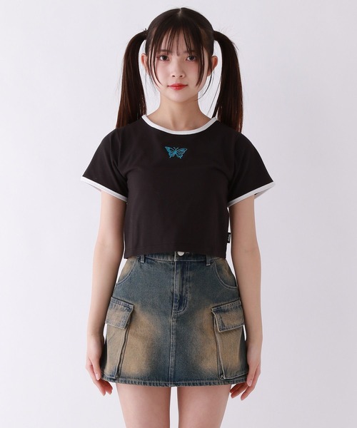 repipi armario（レピピ アルマリオ）の「【吸水速乾】バタフライチビＴシャツ（Tシャツ/カットソー・キッズ・ブラック/ホワイト/ピンク・SMALL/LARGE/MEDIUM）」の9枚目の写真