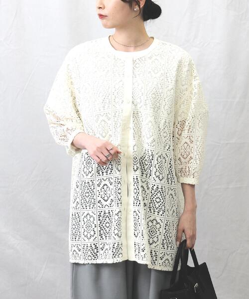 HONEYSUCKLE ROSE(ハニーサックルローズ)の「HONEYSUCKLE ROSE(ハニーサックルローズ)【レディース】レースシャツ(シャツ/ブラウス・レディース・オフホワイト/ブラック・L/M)」の12枚目の写真