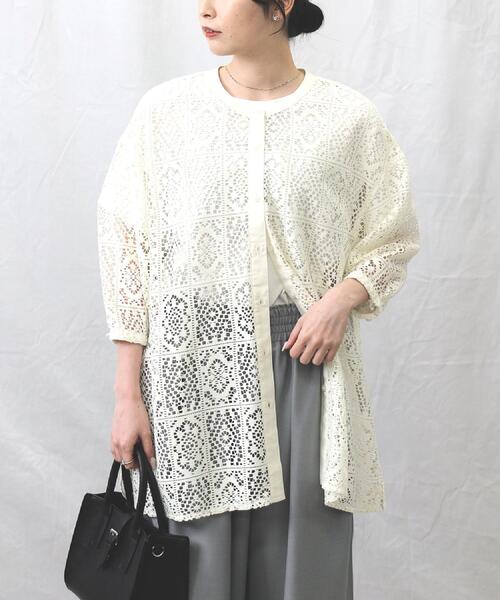 HONEYSUCKLE ROSE(ハニーサックルローズ)の「HONEYSUCKLE ROSE(ハニーサックルローズ)【レディース】レースシャツ(シャツ/ブラウス・レディース・オフホワイト/ブラック・L/M)」の13枚目の写真