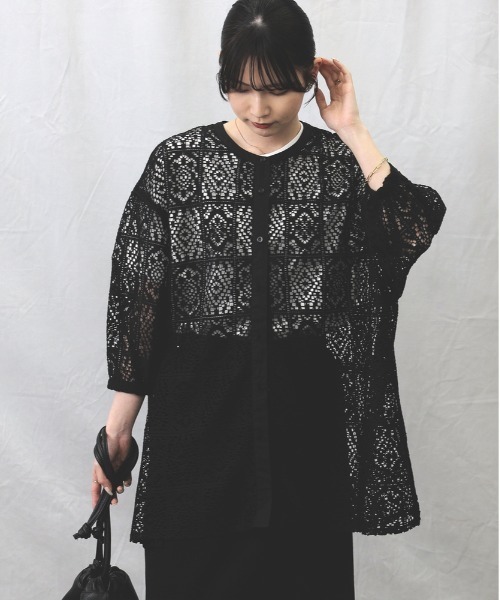 HONEYSUCKLE ROSE(ハニーサックルローズ)の「【HONEYSUCKLE ROSE】レースシャツ(シャツ/ブラウス・レディース・オフホワイト/ブラック・L/M)」の2枚目の写真