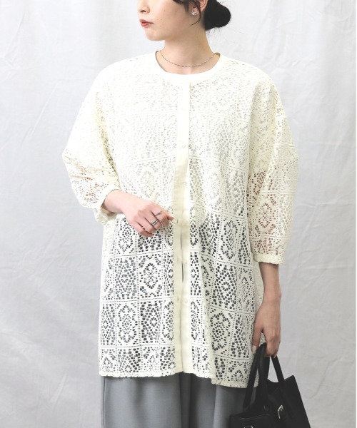 HONEYSUCKLE ROSE(ハニーサックルローズ)の「【HONEYSUCKLE ROSE】レースシャツ(シャツ/ブラウス・レディース・オフホワイト/ブラック・L/M)」の6枚目の写真