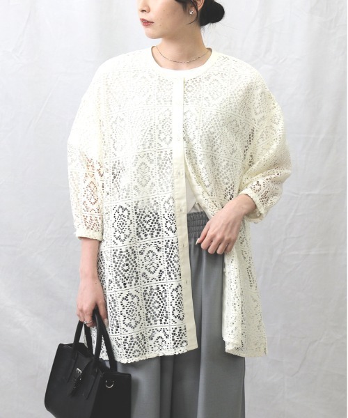 HONEYSUCKLE ROSE(ハニーサックルローズ)の「【HONEYSUCKLE ROSE】レースシャツ(シャツ/ブラウス・レディース・オフホワイト/ブラック・L/M)」の7枚目の写真