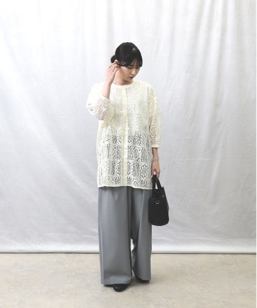 HONEYSUCKLE ROSE(ハニーサックルローズ)の「【HONEYSUCKLE ROSE】レースシャツ(シャツ/ブラウス・レディース・オフホワイト/ブラック・L/M)」の3枚目の写真