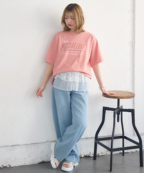 RETRO GIRL(レトロガール)の「ピグメントBIGTEE(Tシャツ/カットソー・レディース・チャコールグレー/ナチュラル/ピンク・FREE)」の5枚目の写真