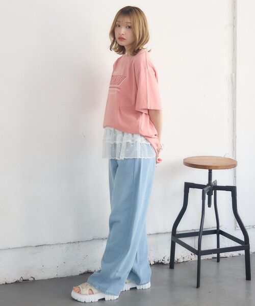 RETRO GIRL(レトロガール)の「ピグメントBIGTEE(Tシャツ/カットソー・レディース・チャコールグレー/ナチュラル/ピンク・FREE)」の7枚目の写真
