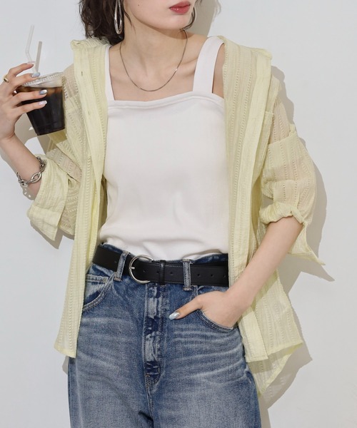 atONE(アットワン)の「2x2リブチューブトップキャミ(キャミソール・レディース・ブラック/杢グレー/オフホワイト/ベージュ/カーキ・4L/L/M/3L/LL)」の13枚目の写真