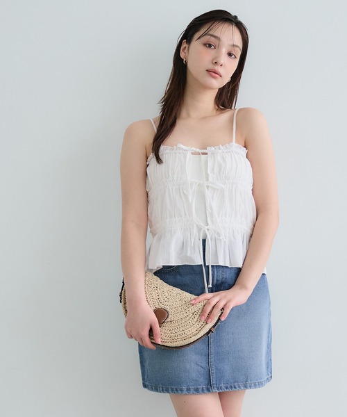 coca(coca)(コカ)の「3連リボンキャミソール(キャミソール・レディース・チャコール/ライトピンク/ホワイト/ライトグリーン・M/L)」の16枚目の写真