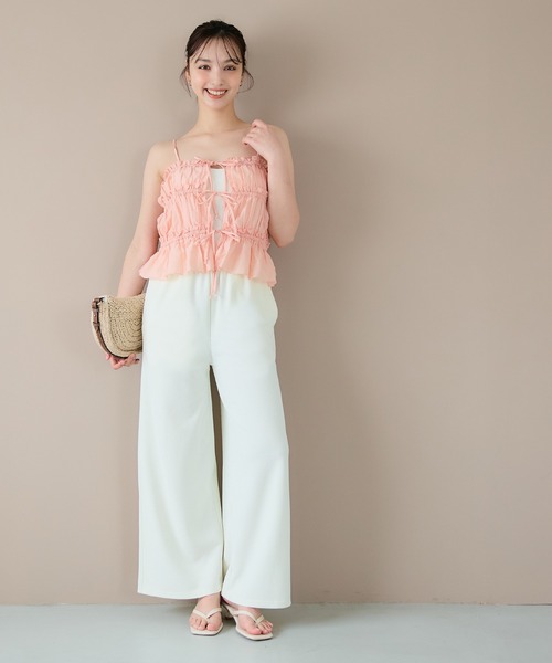 coca(coca)(コカ)の「3連リボンキャミソール(キャミソール・レディース・チャコール/ライトピンク/ホワイト/ライトグリーン・M/L)」の17枚目の写真