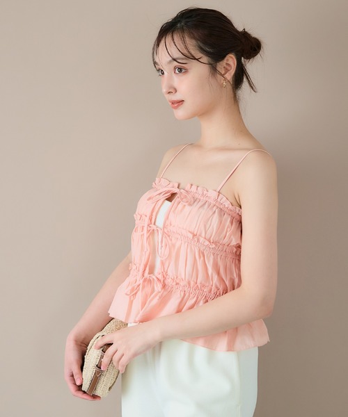 coca(coca)(コカ)の「3連リボンキャミソール(キャミソール・レディース・チャコール/ライトピンク/ホワイト/ライトグリーン・M/L)」の18枚目の写真