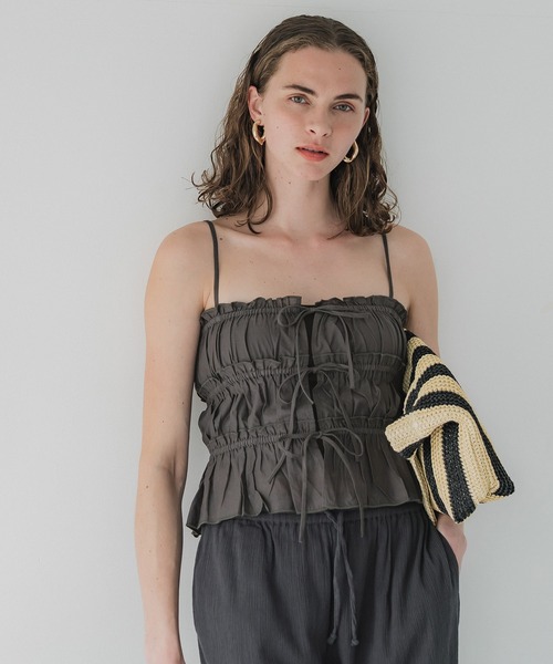 coca(coca)(コカ)の「3連リボンキャミソール(キャミソール・レディース・チャコール/ライトピンク/ホワイト/ライトグリーン・M/L)」の22枚目の写真