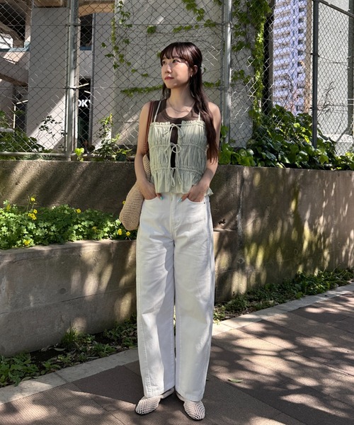 coca(coca)(コカ)の「3連リボンキャミソール(キャミソール・レディース・チャコール/ライトピンク/ホワイト/ライトグリーン・M/L)」の10枚目の写真