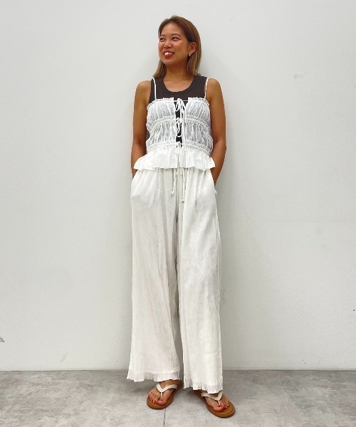 coca(coca)(コカ)の「3連リボンキャミソール(キャミソール・レディース・チャコール/ライトピンク/ホワイト/ライトグリーン・M/L)」の7枚目の写真