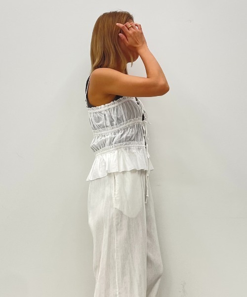 coca(coca)(コカ)の「3連リボンキャミソール(キャミソール・レディース・チャコール/ライトピンク/ホワイト/ライトグリーン・M/L)」の6枚目の写真