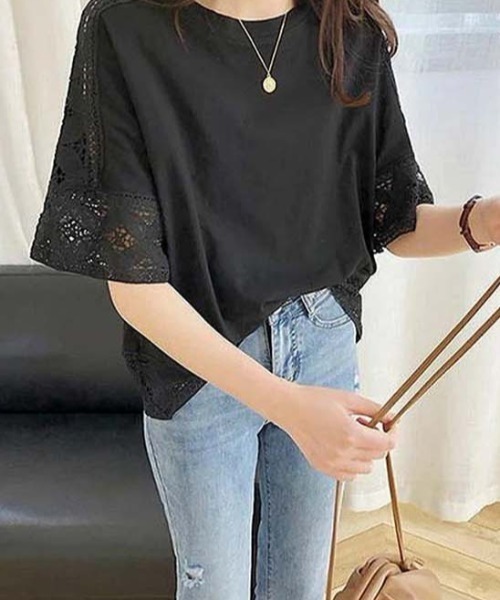 lesperance（レスぺランス）の「レースデザインカットソー（Tシャツ/カットソー・レディース・ブラック/グレー/ホワイト/ピンク・フリー）」の10枚目の写真