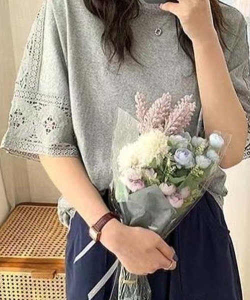 lesperance（レスぺランス）の「レースデザインカットソー（Tシャツ/カットソー・レディース・ブラック/グレー/ホワイト/ピンク・フリー）」の15枚目の写真