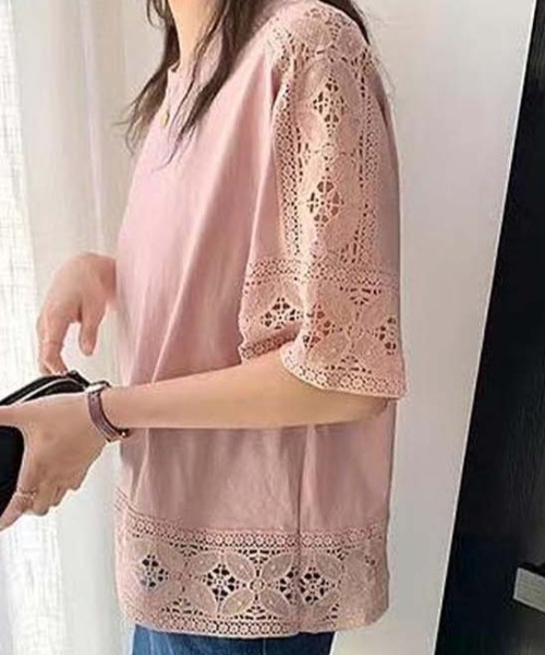 lesperance（レスぺランス）の「レースデザインカットソー（Tシャツ/カットソー・レディース・ブラック/グレー/ホワイト/ピンク・フリー）」の13枚目の写真