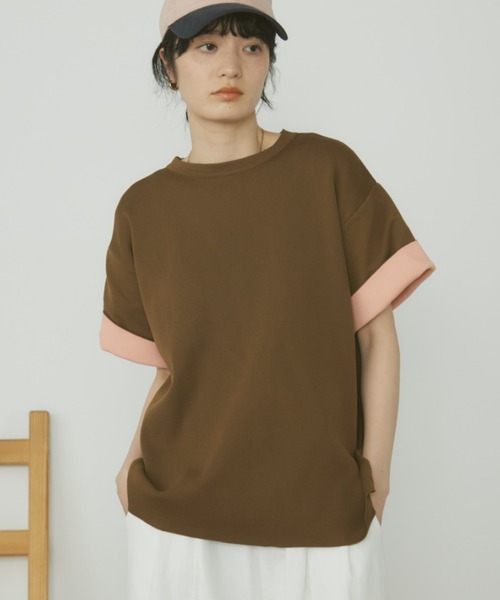 MERLOT(メルロー)の「袖リバーシブルジャガードニットT(Tシャツ/カットソー・レディース・ブラック/ブラウン・FREE)」の16枚目の写真
