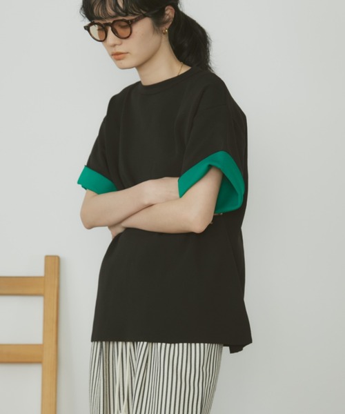 MERLOT(メルロー)の「袖リバーシブルジャガードニットT(Tシャツ/カットソー・レディース・ブラック/ブラウン・FREE)」の7枚目の写真