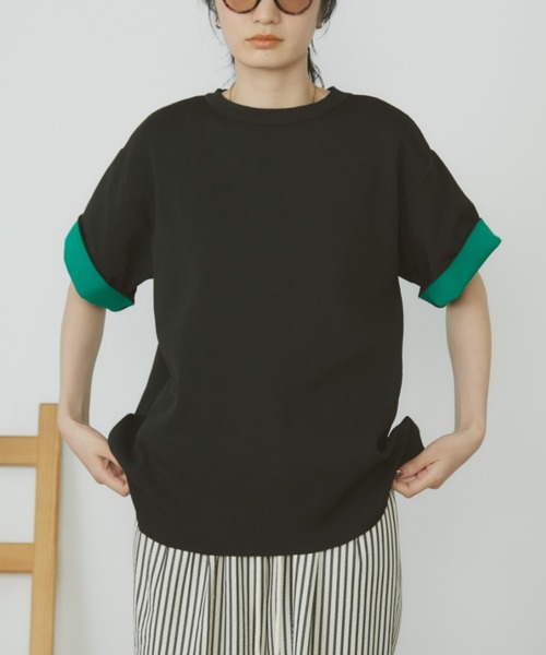 MERLOT(メルロー)の「袖リバーシブルジャガードニットT(Tシャツ/カットソー・レディース・ブラック/ブラウン・FREE)」の5枚目の写真