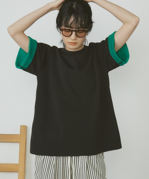 袖リバーシブルジャガードニットT（Tシャツ/カットソー