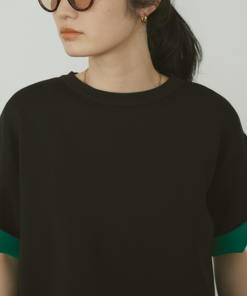 MERLOT(メルロー)の「袖リバーシブルジャガードニットT(Tシャツ/カットソー・レディース・ブラック/ブラウン・FREE)」の14枚目の写真