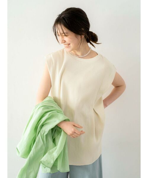 Ungrid（アングリッド）の「バックスリットワッフルタンクトップ（タンクトップ・レディース・アイボリー/チャコールグレー/グリーン系その他・FREE）」の5枚目の写真