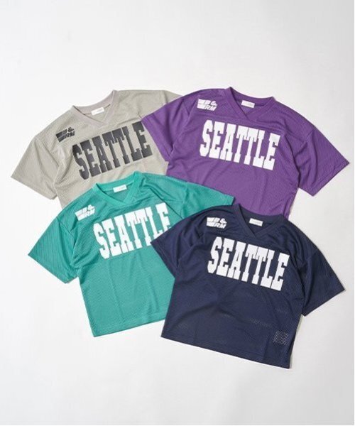 セール】【セットアップ可能】Vネックメッシュトップス（Tシャツ