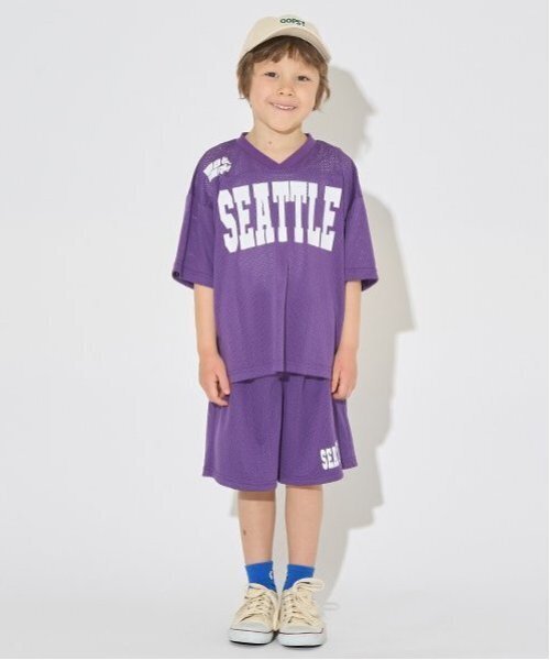 b・ROOM(ビールーム)の「【セットアップ可能】Vネックメッシュトップス【子供服】【キッズ】【男の子】【女の子】(Tシャツ/カットソー・キッズ・ネイビー/グリーン系その他/シルバーグレー/パープル・120cm/130cm/140cm/100cm/110cm/150cm)」の12枚目の写真