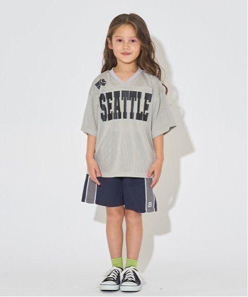 b・ROOM(ビールーム)の「【セットアップ可能】Vネックメッシュトップス【子供服】【キッズ】【男の子】【女の子】(Tシャツ/カットソー・キッズ・ネイビー/グリーン系その他/シルバーグレー/パープル・120cm/130cm/140cm/100cm/110cm/150cm)」の16枚目の写真