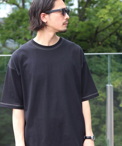 B:MING by BEAMS（ビーミングバイビームス）の「ヘビーウェイト ステッチ クルーネック Tシャツ（Tシャツ/カットソー・メンズ・サックスブルー/オフホワイト/ブラック・X-LARGE/LARGE/MEDIUM/SMALL）」の4枚目の写真