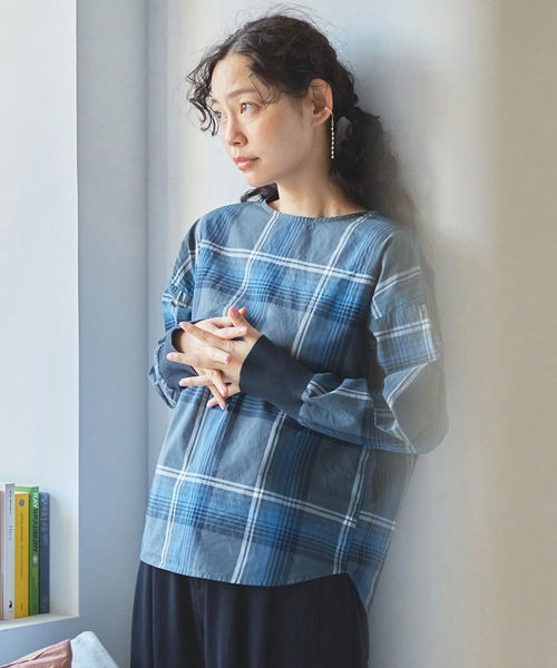 and myera(アンド マイラ)の「and myera 大柄チェックのトップス(その他トップス・レディース・ブルー系その他・LL/L/M/S)」の3枚目の写真